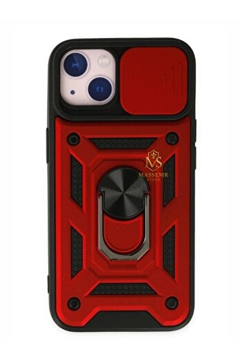 Massemr iPhone 14 Case with Tank Lens Ring Shockproof Premium Silicone Cover Protection with Stand