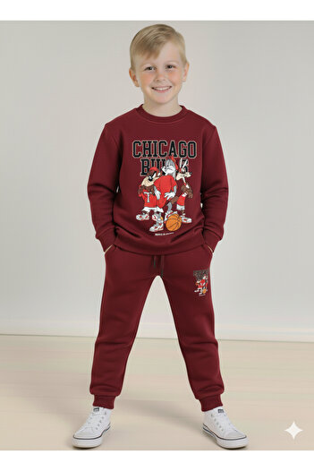 LİTTLE TORTOİSE Boys' Winter Swatshirt Tracksuit Set (3-Piece Set)