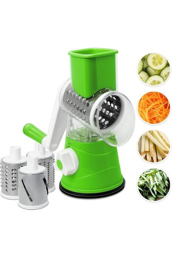 Generic Manual Rotating Cheese Grater, Portable Vegetable Slicer, Manual Food Processor with Strong Suction