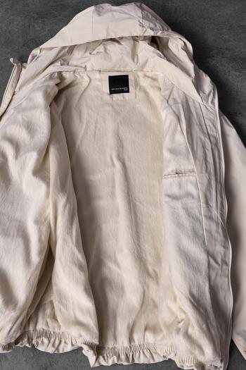 Slatra Men's Beige Filled Parachute Fabric Lined Coat