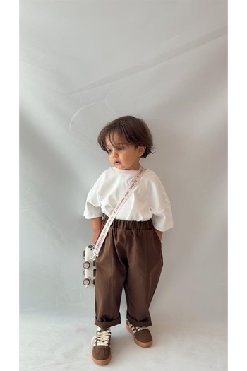 bohemiankids baby wear Kahve Gabardin pantolon beli lastikli