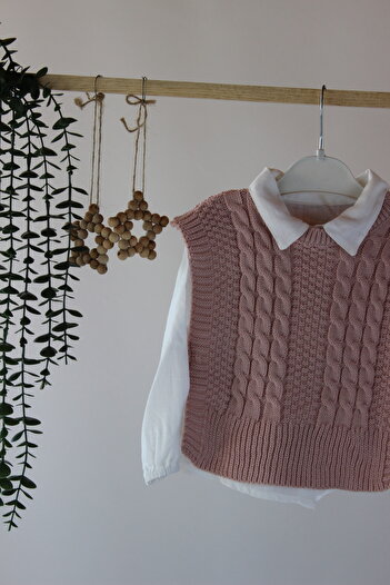 genybaby Baby Girl 3-Piece Knitwear Set |   Knitted Sweater + White Shirt + Pants |   Autumn/Winter Combination