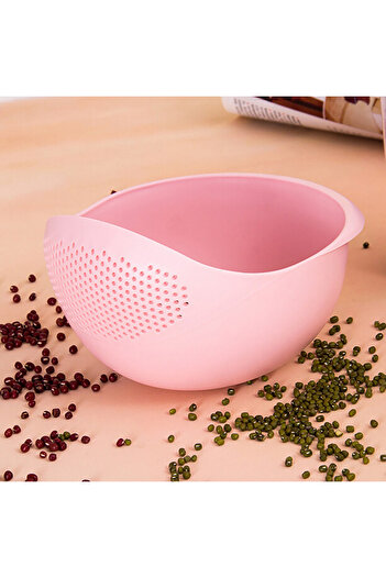 choice2 Pink 1/3pcs- Colander Rice Bowl Drain Basket Fruit Bowl Washing Drain Basket with Handle Washing Bas