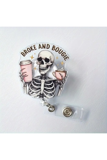 GlassySKY Skeleton Skull Id Holder,Company Card Holder,Office Hospital Employee Nurse