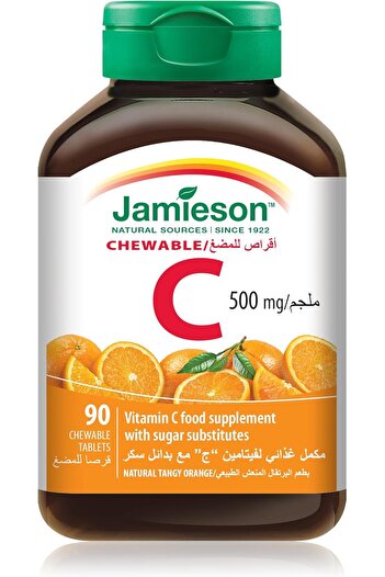 Jamieson Vitamins C Tablets with Orange Flavor, 500 mg, 90 Chewable Tablets