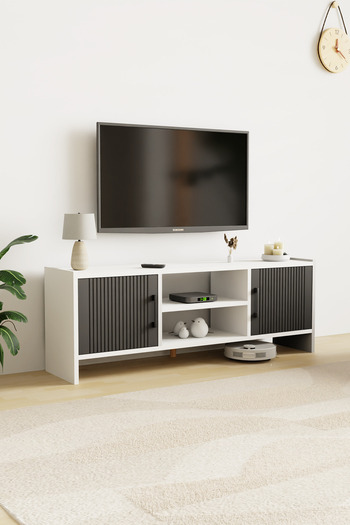 interGO Molde Modern Tv Sehpası MDF Membran Kapaklı Raflı Tv Ünitesi Televizyon Sehpası