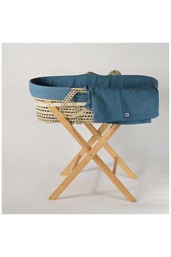 OEM Baby Basket with Minimalist Design and Wooden Support, Blue