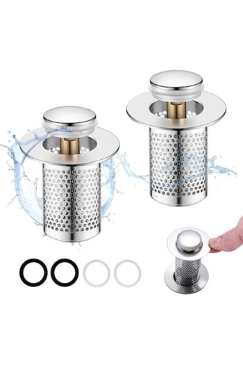 KATLION Sink drain filter, stainless steel filter, pop-up design, corrosion-resistant, easy to clean, silver
