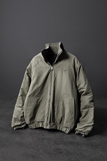 Slatra Men's Khaki Padded Bomber Jacket