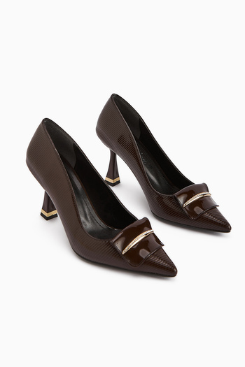 Limoya Saja Brown Buckle Women's Heeled Shoes