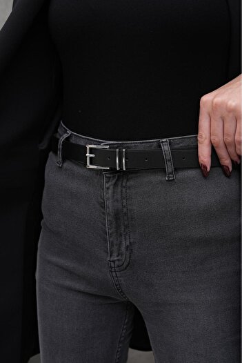 Damla Silver Buckle Basic Women's Belt Trouser Belt Waist Belt Shirt Belt