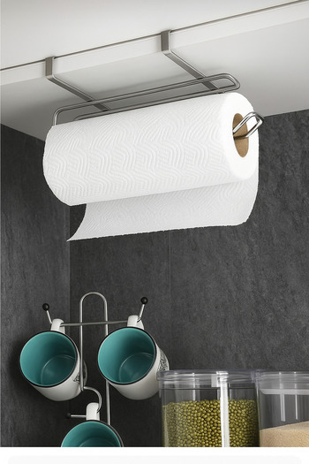 Alper Banyo Chrome Multi-Purpose Cabinet Door and under Shelf Paper Towel Rack |   Metal |   Easy Assembly