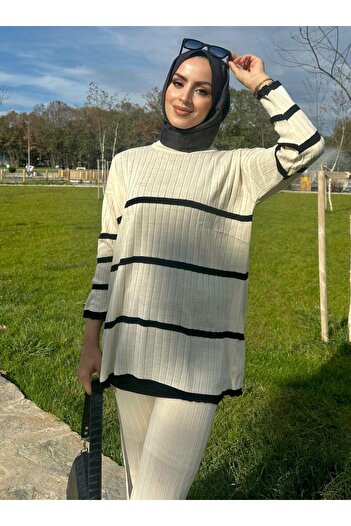 Nergis Neva Butik New Season Striped Knitwear Set