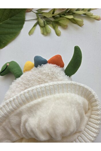 Baharda Nova Unisex Kışlık Pofuduk Bebek Çocuk Polar Astarlı Triko Şapka Bere
