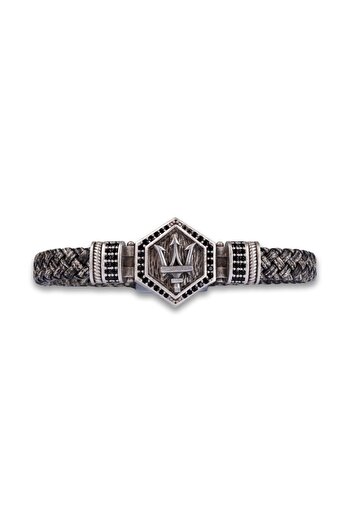clawleather Genuine Leather Zircon Men's Bracelet with Spear Figure