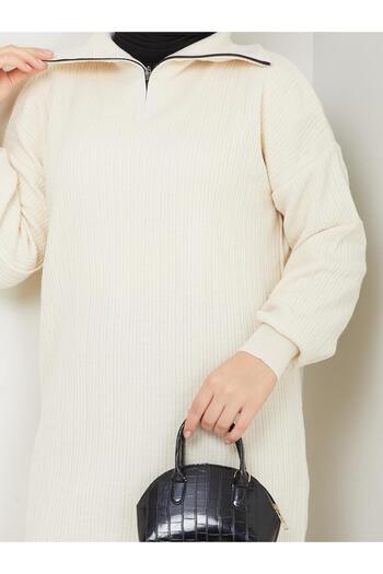 Nergis Neva Butik New Season Ribbed High Neck Knit Tunic