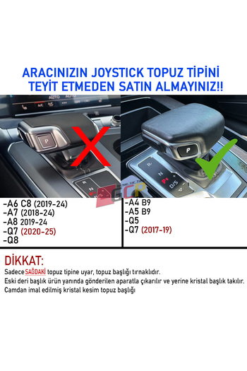 Vag Dizayn Audi Crystal Gear Shift Knob Rs (A4-A5-Q5-Q7) - Audi Joystick Gear Shift Knob