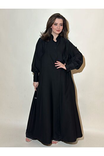 Elegant Elegant abaya in black crepe fabric