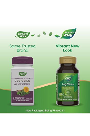Nature's Way Leg Veins Support, 6-Herb Blend with Horse Chestnut, 60 Vegan Capsules