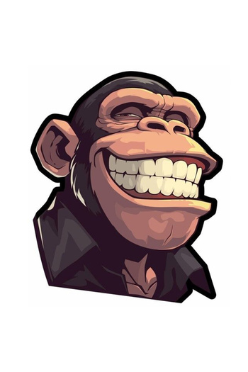 MegaSticker Smile Monkey Sticker Car, Motorcycle, Helmet, Laptop, Glass Sticker 13X13 cm