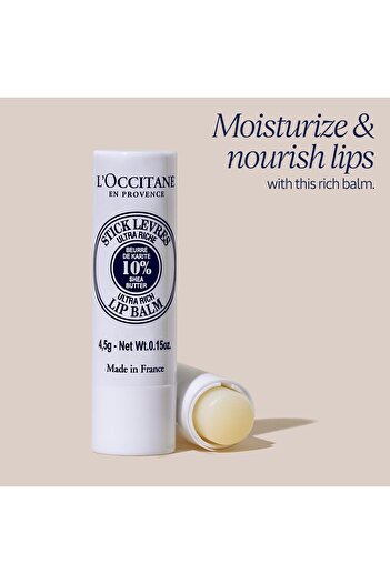 L'Occitane Organic Shea Butter Lip Balm Stick, Moisturizes & Repairs Dry Lips, Vegan