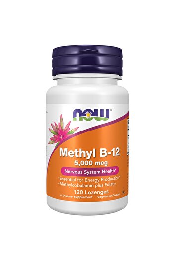 Now Foods Supplements, Methyl B-12 (Methylcobalamin) 5,000 mcg, Nervous System Health*, 120 Lozenges