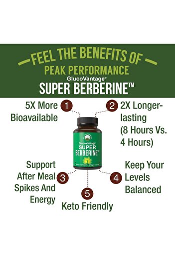 Peak Performance Dihydroberberine GlucoVantage® 200mg - 5X More Effective Than Berberine HCL