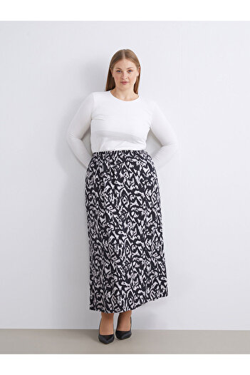LC Waikiki New Season Patterned A-Line Skirt with Elastic Waist