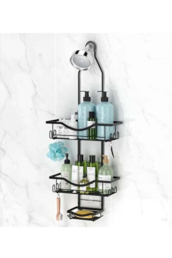 Saharaz Hanging Shower Caddy, Over Head Shower Caddy Shower Organizer Rack with Soap Dish, Storage Basket