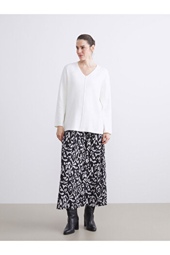LC Waikiki New Season Patterned A-Line Skirt with Elastic Waist