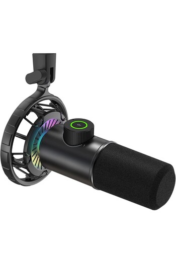 Generic RGB Dynamic Gaming Microphone Cardioid Mic with Tap-to-Mute & Headphone Jack for PC Streaming