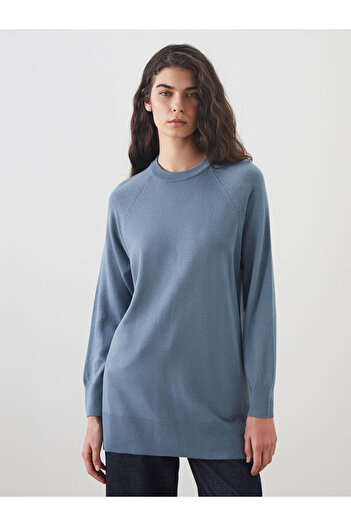 LC Waikiki Blue Crew Neck Women's Knitwear Sweater