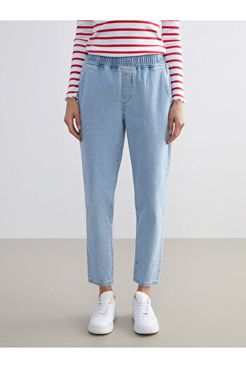 LC Waikiki Indigo Elastic Waist Mom Fit Women's Jean Pants