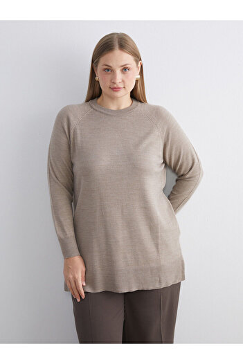 LC Waikiki Beige Crew Neck Women's Knitwear Sweater