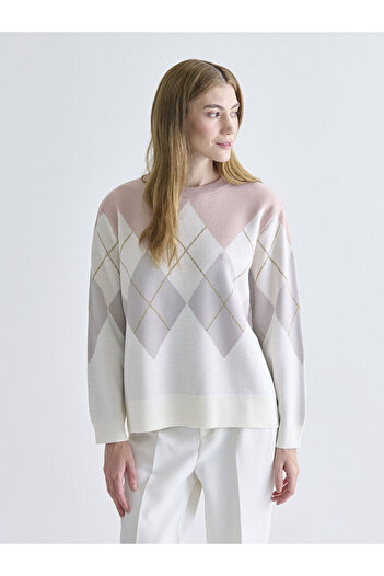 LC Waikiki Crew Neck Diamond Patterned Women's Knitwear Sweater