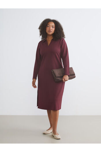 LC Waikiki Burgundy Polo Neck Bodycon Dress