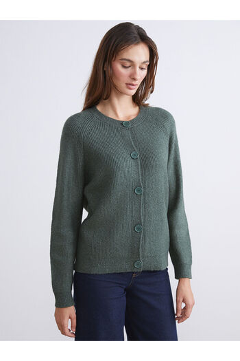 LC Waikiki Green Crew Neck Women's Knitwear Cardigan