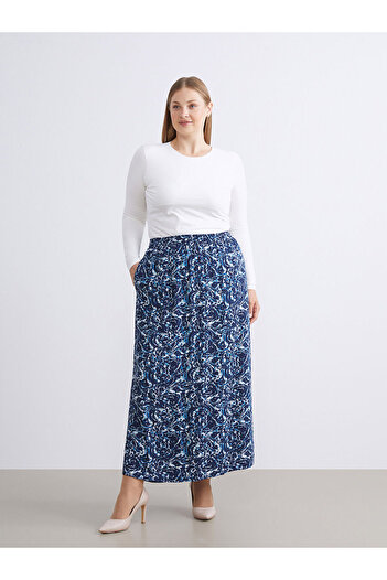 LC Waikiki Patterned A-Line Skirt with Elastic Waist