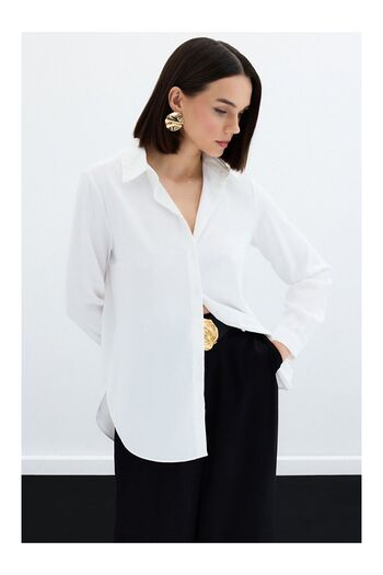 LC Waikiki Plain Classic Shirt - Ecru