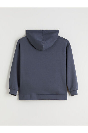 LC Waikiki Anthracite Hooded Oversize Women's Zippered Sweatshirt