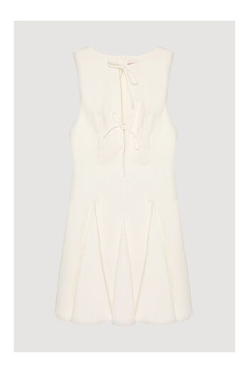 LC Waikiki Bow Tie Flounced Mini Dress Ecru