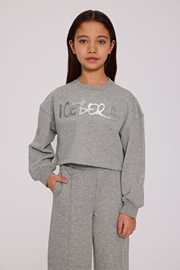 Iceberg Girl Grey Melange Sweatshirt