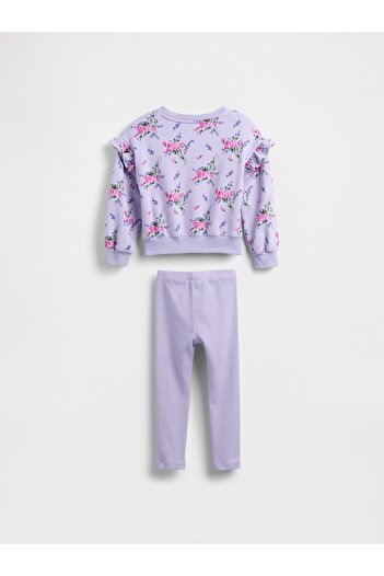 GAP Kız Bebek Açık Lila Sweatshirt & Legging Tayt Set
