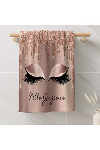 Else Dekor Pink Eyes Patterned Decorative Washable Cotton Bathroom Kitchen Oven Hand Towel