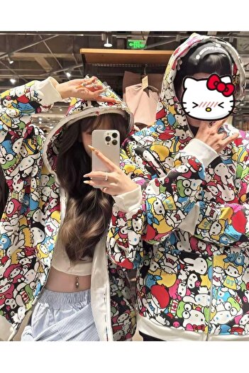 Touz Moda Sanrio Character Oversize Zippered Unisex Hooded Cardigan