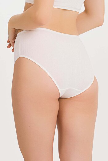 İLKE İÇ GİYİM Women's High Waist Thin Striped Bato Panties 3 Pieces