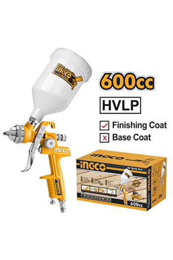 Ingco AIR SPRAY GUN 600CC ASG1061 - Professional 600cc Air Spray Gun, High-Performance, Ideal for Pa