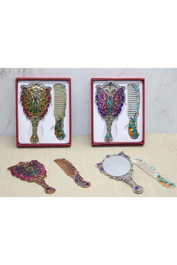 Menessa World Butterfly Mirror and Comb Set Small Size