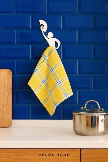 VENON Metal 15 cm White Women's Fan-Shaped Kitchen Towel Rack Modern Women's Kitchen Cloth Rack