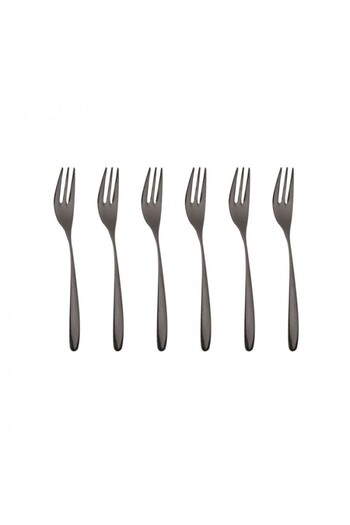 Inoxriv Set of 6 NOVECENTO TITANIUM dessert forks, stainless steel, L15.3cm, thickness 3.5mm, glossy finish